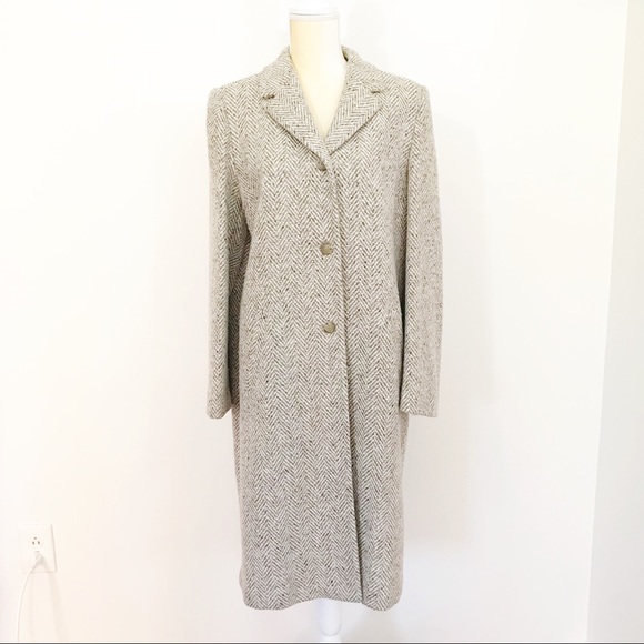 Vintage Jackets & Blazers - Vtg Marvin Richards • Herringbone Wool Trench Coat